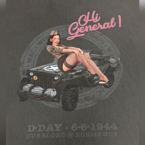 Pin-up Girl "High General" D-Day Commerative Tee Shirt 6.6.1944 Size XXL